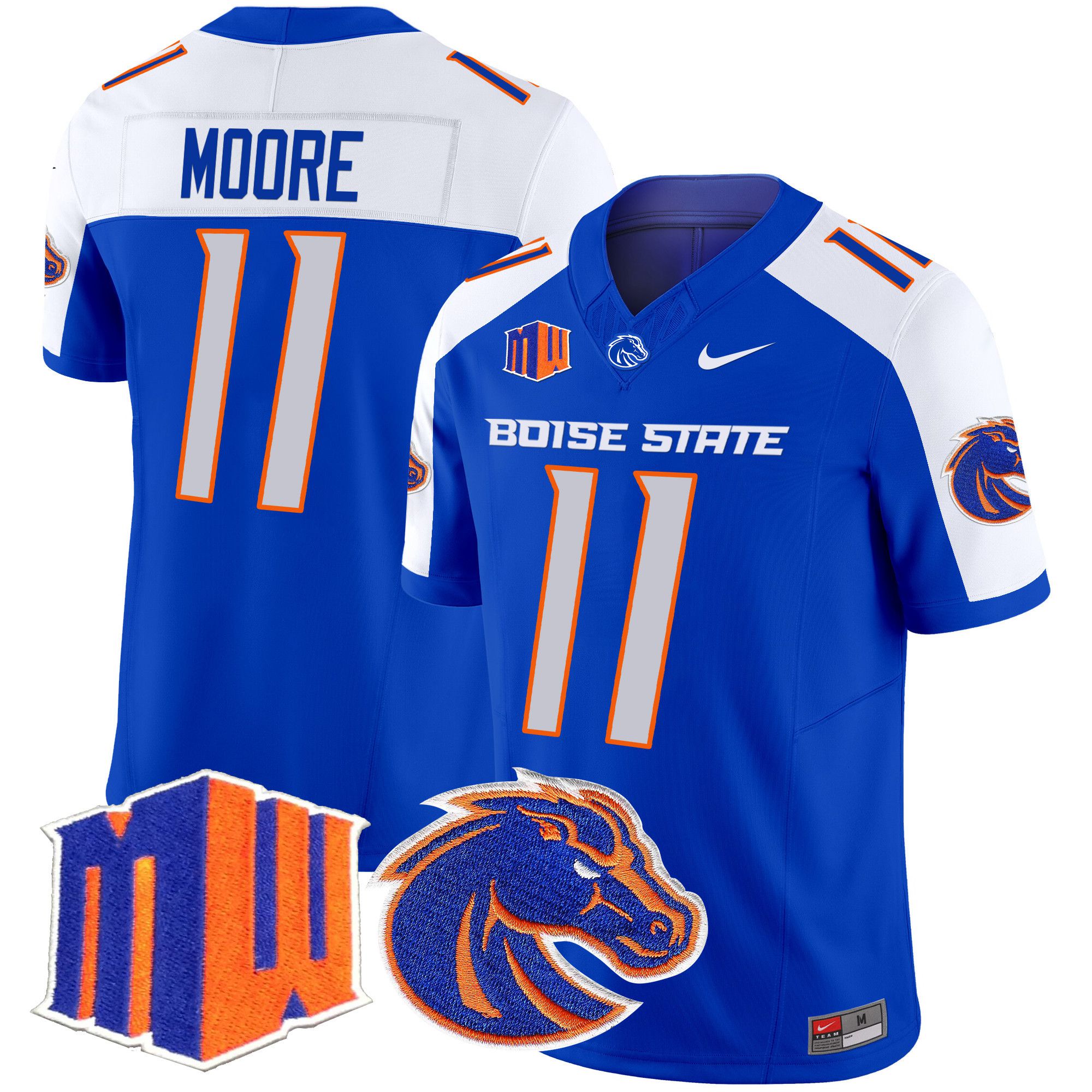 Men Boise State Broncos #11 Moore Blue Nike 2024 Vapor Limited NCAA Jersey->->NCAA Jersey